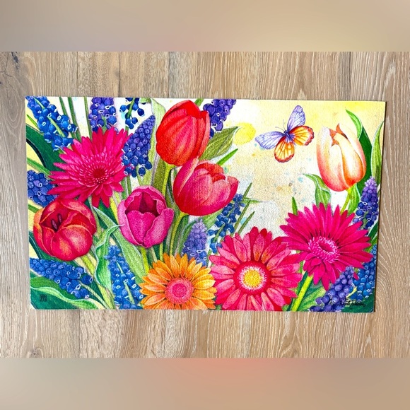 Floral and Butterfly Decorative Rug - Picture 1 of 3